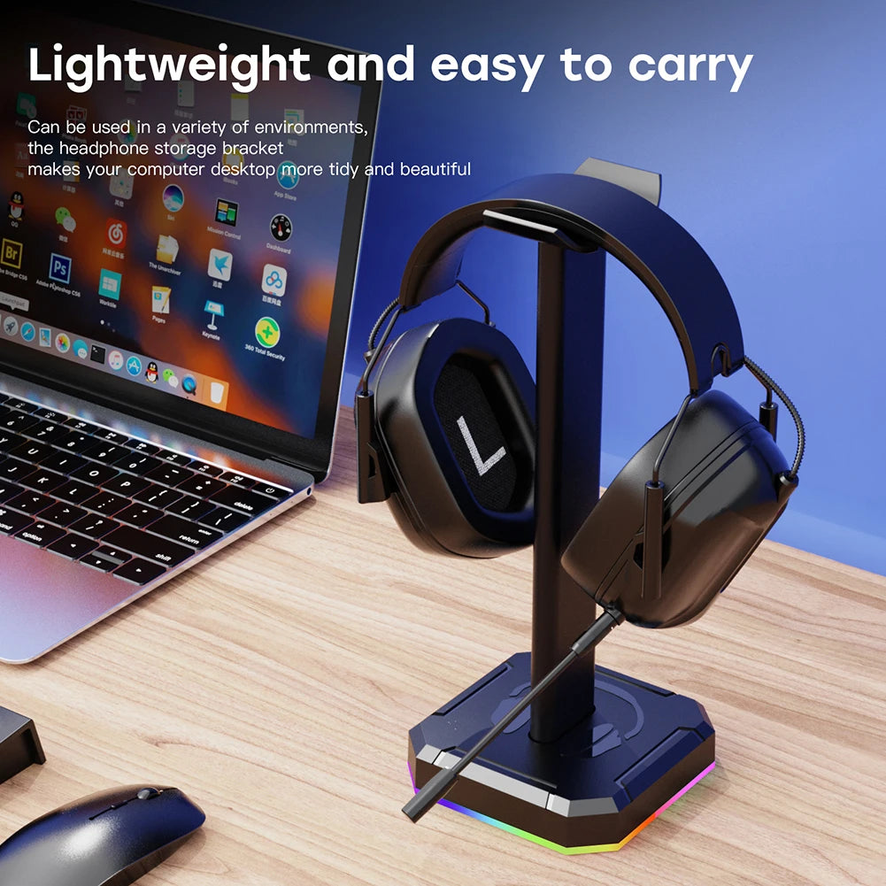 Universal Headphone Stand Aluminuim RGB Earphone Head Holder Supporting Flexible Headrest Fashion Headphone Hanger Mobile Phones