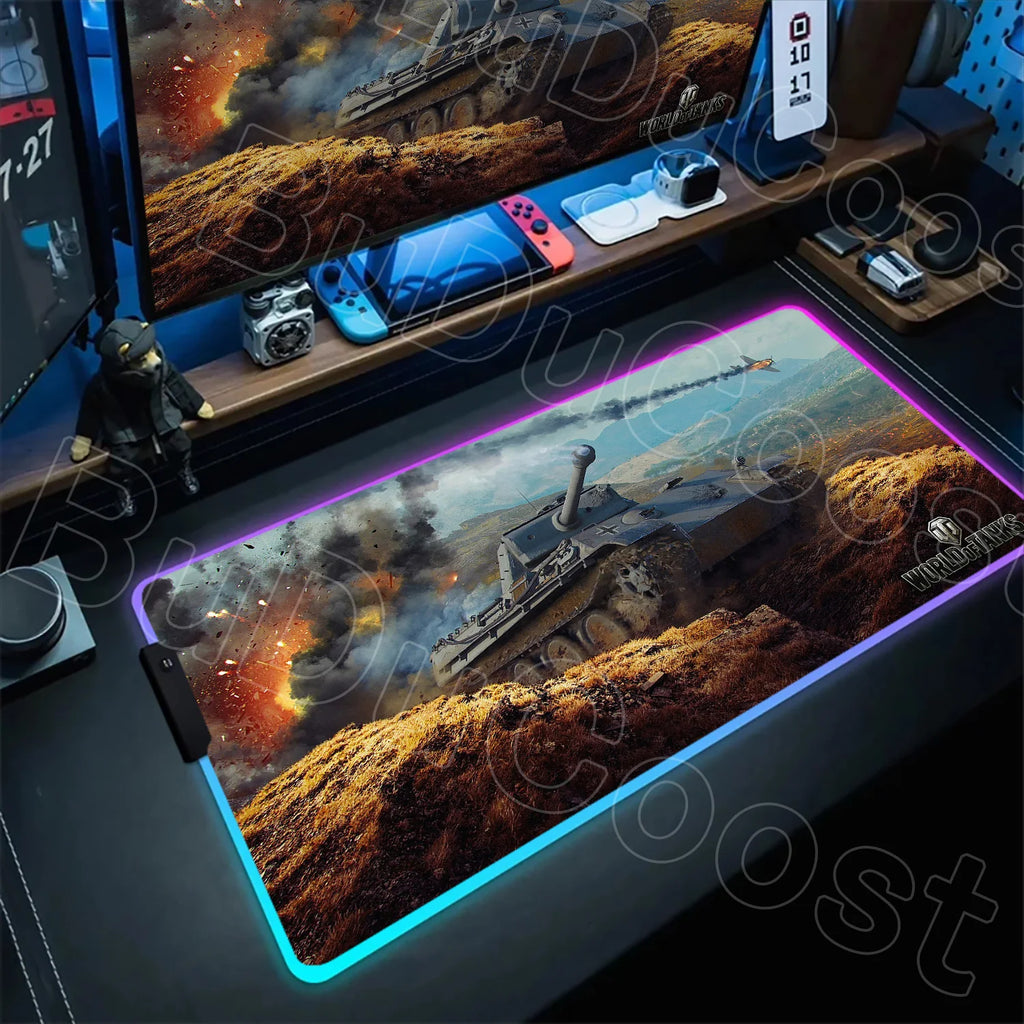RGB Mousepad Gaming World of Tanks Mouse Pad Backlight Keyboard Rug Large Size Rubber Table Pad Antislip Base Desktop Mouse Mats