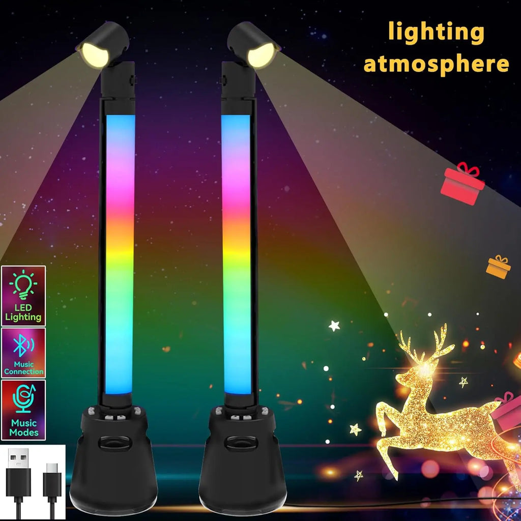 2PCS Smart LED Light Bar Bluetooth Connect Music Sync Rhythm RGB Lamp for Christmas Party GamingRoom Bedroom Lighting Atmosphere