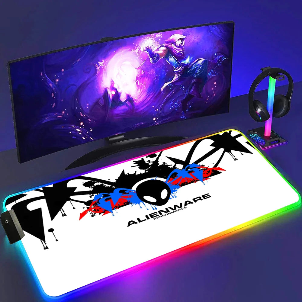 RGB Alienware Black Large Gaming Colorful Mouse Pad Luminescence Mousepad Keyboard Mat Table Desk Mat For Notebook Laptop Gamer